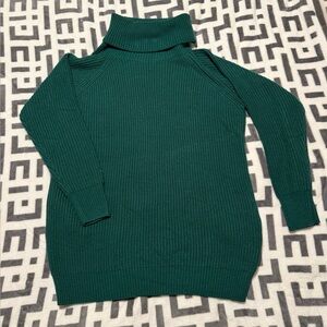 Dark Green Knit Turtleneck Dress